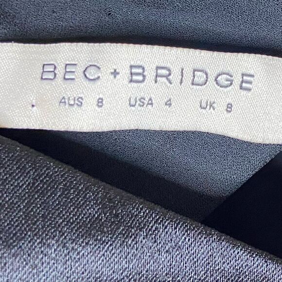 Bec & Bridge Felix Satin Maxi Black Dress Cut Out Size 4 - Picture 12 of 12